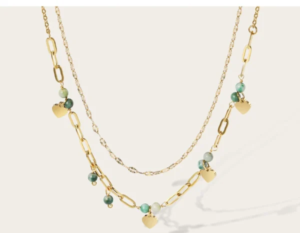 Colar Mix Corações Banho em Ouro 18k