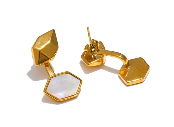 Brinco Hexa Natural Banho em Ouro 18k - Imagem 2