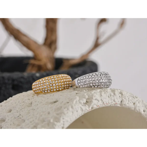 Anel Cravejado de Zircônia Banho em Ouro 18k - Imagem 3