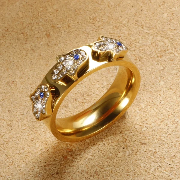 Anel Hamsá Banho em Ouro 18k - Imagem 3