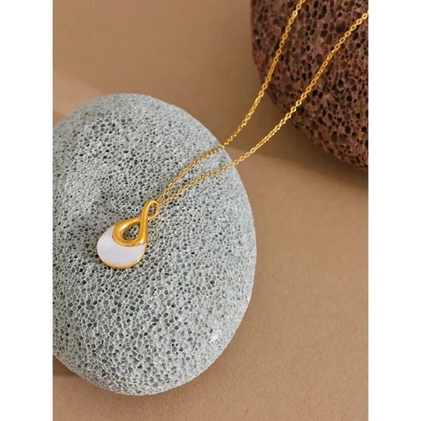 Colar Gota com Pedra Natural Banho em Ouro 18k - Imagem 3
