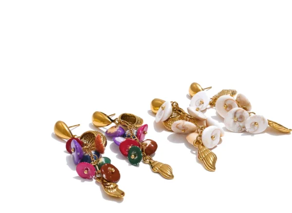 Brinco Conchas Banho em Ouro 18k - Imagem 5