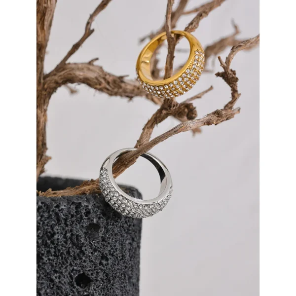 Anel Cravejado de Zircônia Banho em Ouro 18k - Imagem 4