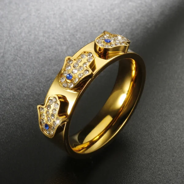 Anel Hamsá Banho em Ouro 18k - Imagem 2