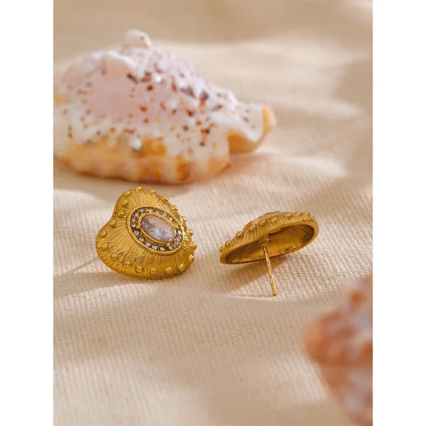 Brinco Coração Zircônia Banho em Ouro 18k - Imagem 4