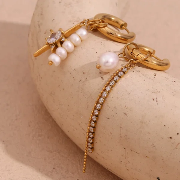 Brinco Pendente Star & Pearl Banho em Ouro 18k - Imagem 6