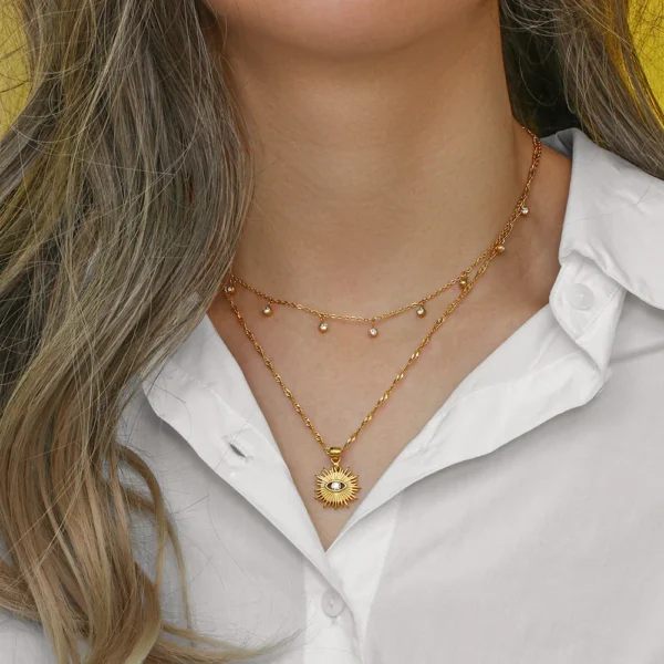 Colar Eye Banho em Ouro 18k