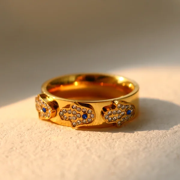 Anel Hamsá Banho em Ouro 18k - Imagem 4