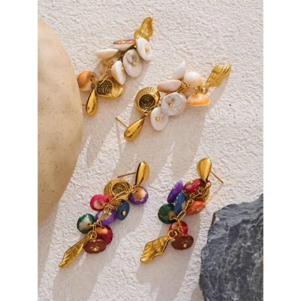 Brinco Conchas Banho em Ouro 18k - Imagem 4