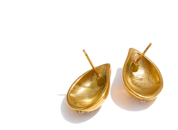 Brinco Gota Cravejada Zircônias Banho em Ouro 18k - Imagem 3