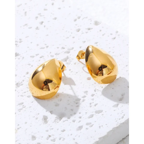 Brinco Gota Glossy Banho em Ouro 18k - Imagem 2