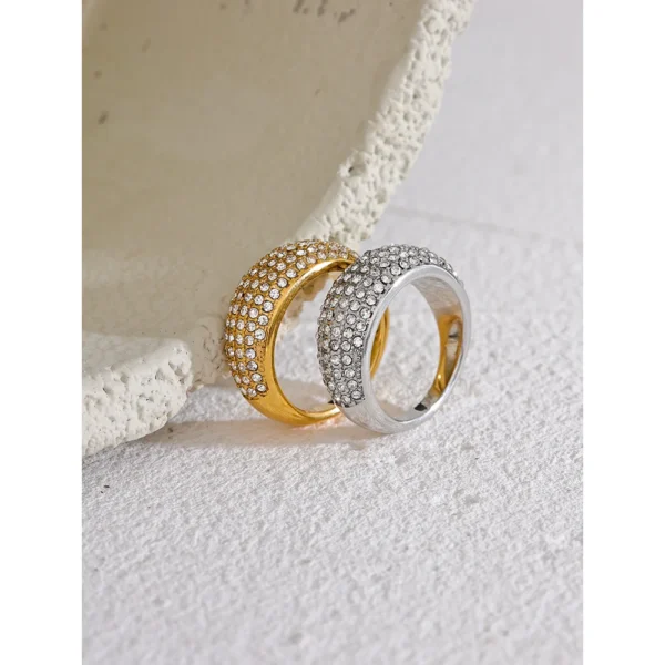 Anel Cravejado de Zircônia Banho em Ouro 18k - Imagem 5