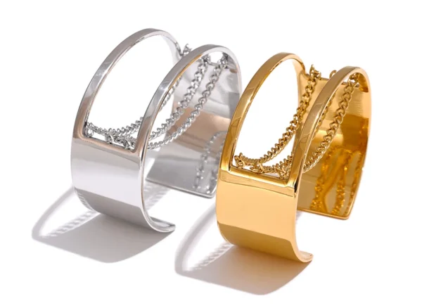 Pulseira Bracelete Correntes Banho em Ouro 18k - Imagem 2