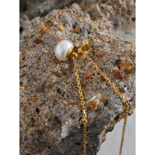 Colar Pingente Zircônia e Pérola Banho em Ouro 18k - Imagem 4
