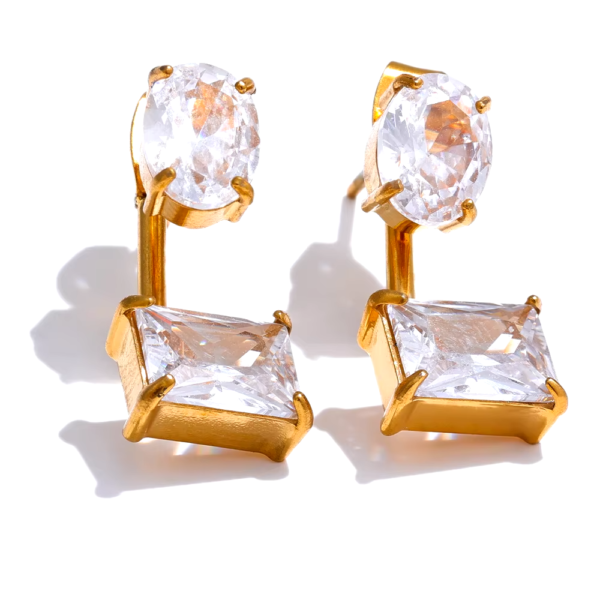 Brinco Cristal Square Banho em Ouro 18k