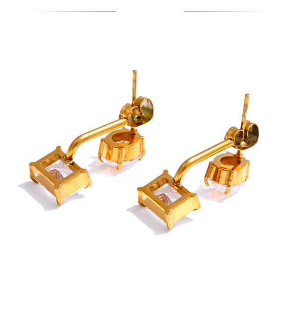 Brinco Cristal Square Banho em Ouro 18k - Imagem 2