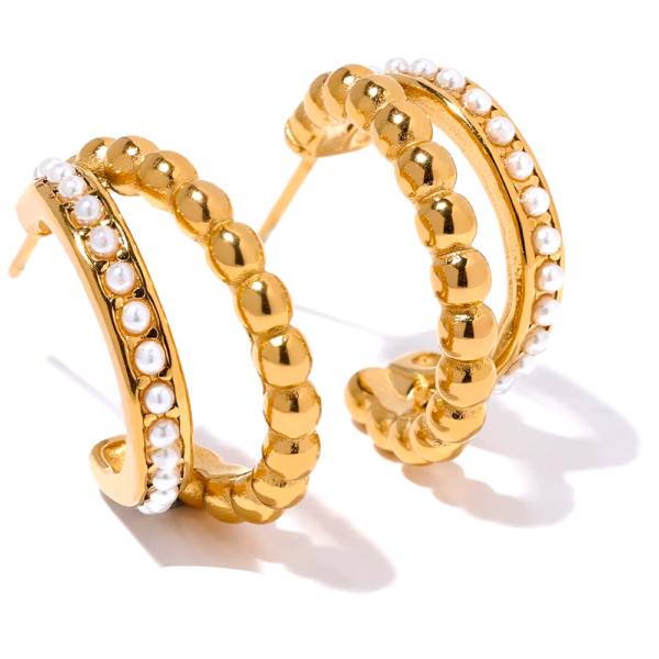 Brinco Argola Pearl Banho em Ouro 18k