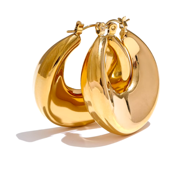 Brinco  Argola Domo Curvo Banho em Ouro 18k