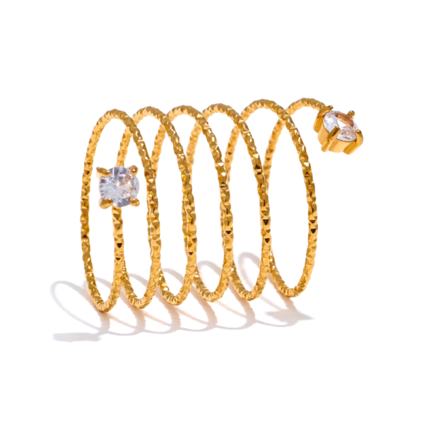 Anel Espiral com Zircônias Banho em Ouro 18k