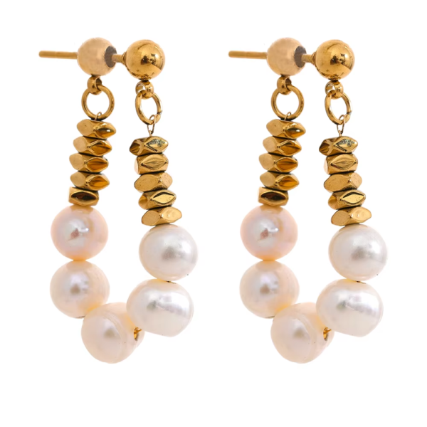 Brinco Argola de Pérola Banho em Ouro 18k