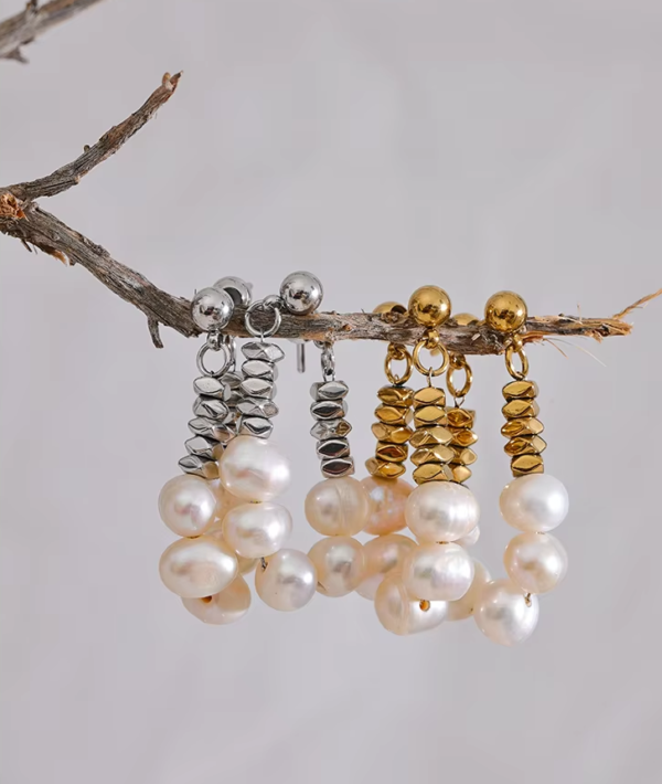 Brinco Argola de Pérola Banho em Ouro 18k - Imagem 3
