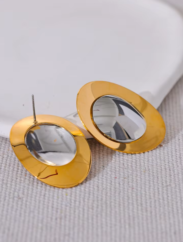 Brinco Studio Oval Banho em Ouro 18k - Imagem 3