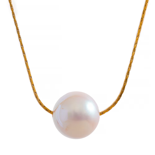 Colar com Pingente de Pérola Banho em Ouro 18k