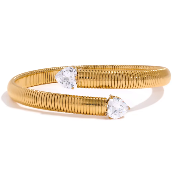 Bracelete com Zircônias em Coração Banho em Ouro 18k